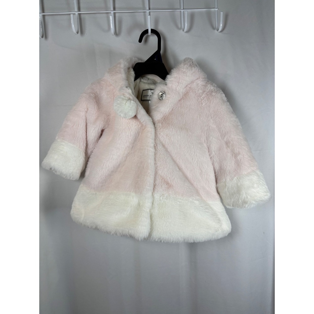 American Widgeon Baby Girls Pink White Faux Fur Hooded Coat‎ Jacket 18M